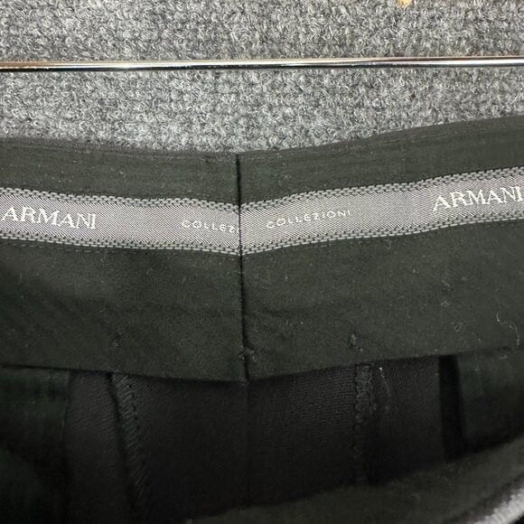 Armani Collezioni Pants Mens 36 Black Wool Blend Stretch Straight Leg Flat Front - Picture 4 of 7